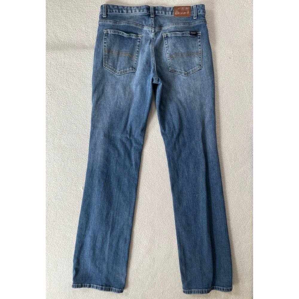 Threadgrit Mens 32x36 Straight‎ Leg Jeans Blue Medium Wash Embroidered Pockets